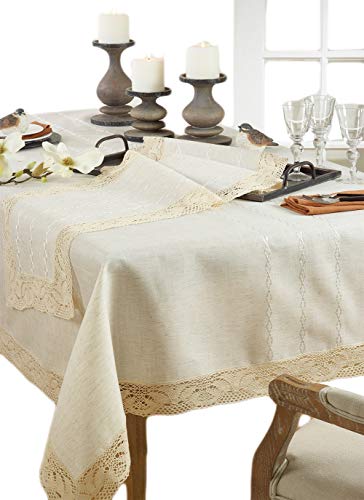 Fennco Styles Elegant Embroidered Lace Natural Table Linen Collection
