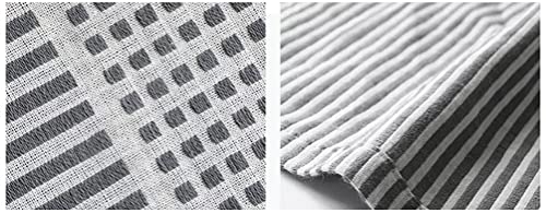 Fennco Styles Modern Woven Striped Cotton Tablecloth 55" W X 71" L - White Textured Rectangle Table Cover for Dining Table, Banquet, Family Gathering, Holiday and Special Occasion