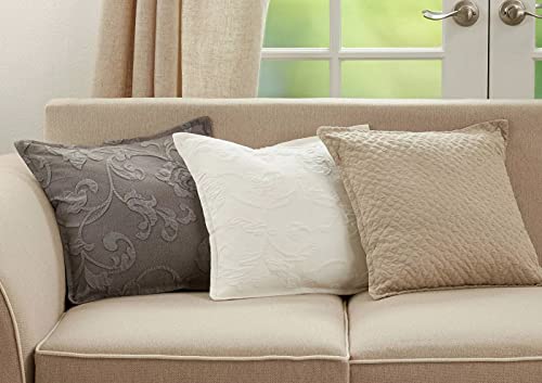 Fennco Styles Floral Design Decorative Filled Throw Pillow 17" W x 17" L - White Flower Square Cushion for Home, Couch, Office, Bedroom and Living Room Décor