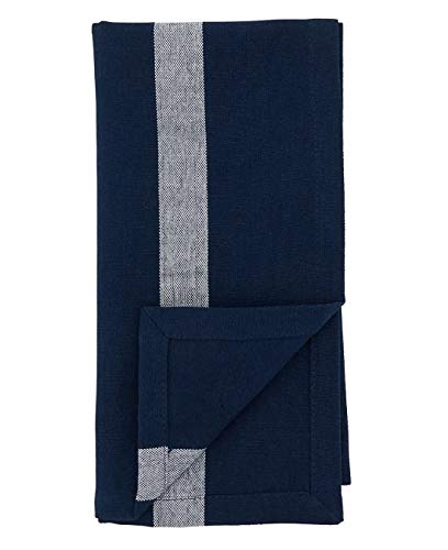Fennco Styles Banded Design Cotton Cloth Napkins 20" W x 20" L, Set of 4 - Striped Dinner Napkins for Home Décor, Dining Table, Banquet, Family Gathering, Everyday Use, and Special Occasion