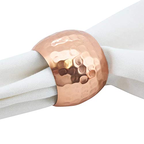 Fennco Styles Moscow Mule Hammered Design Metal Napkin Rings, Set of 4 - Copper Napkin Holders for Home, Dining Room, Banquet, Family Gathering, Holiday and Special Occasion