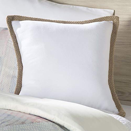 Fennco Styles 20" Jute Braided Cotton Throw Pillow, Down Filler Included - Accent Pillow for Home, Couch, Living Room, Bedroom and Office Décor