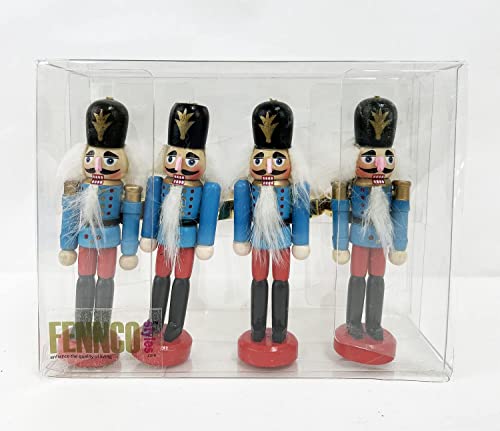 Fennco Styles Handmade Wooden Nutcracker Decorative Napkin Rings, Set of 4 - Festive Soldier Napkin Holders for Dining Table, Christmas, Holidays Décor and Special Occasions