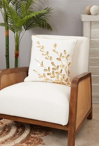 Fennco Styles Metallic Poinsettia Branch Holiday Filled Throw Pillow 12" W x 18" L
