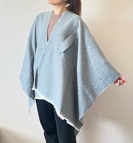 stylesilove Women Elegant Solid Color Fringe Poncho Open Front Shawl Cape Ultra Warm Wrap for Autumn Winter Season