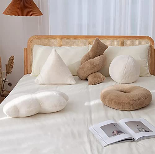 Fennco Styles Faux Fur Donut Shaped Decorative Plush Throw Pillow 16" Round - Brown Fluffy Soft Cushion for Kids Room, Playroom, Bedroom, Living Room, Nursery, Office Décor
