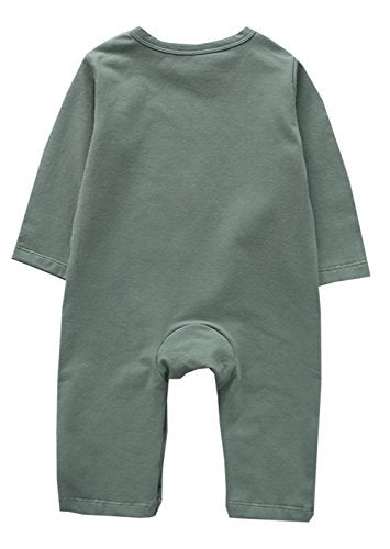 stylesilove Infant Baby Boy Funny Crocodile Green Long Sleeve Cotton Romper