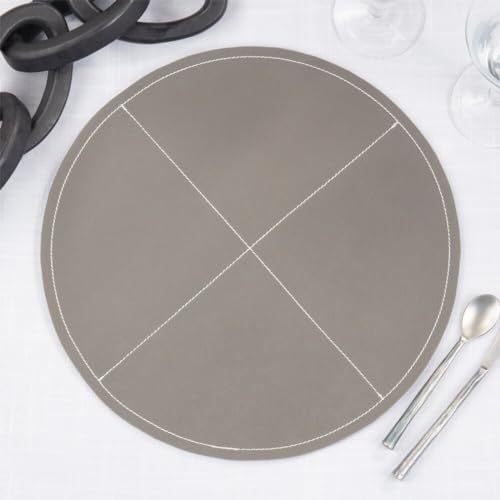 Fennco Styles Faux Leather Luxe Placemat, 15" Round, Set of 4 - Black Modern Table Mats Heat Resistant Insulation for Home, Boho Décor, Dining Table, Banquets, Special Events