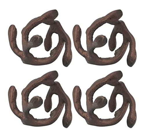 Fennco Styles Modern Twigs Aluminum Napkin Rings, Set of 4 - Bronze Branch Metal Napkin Holder for Everyday Use, Dining Table Décor, Banquets and Special Occasion