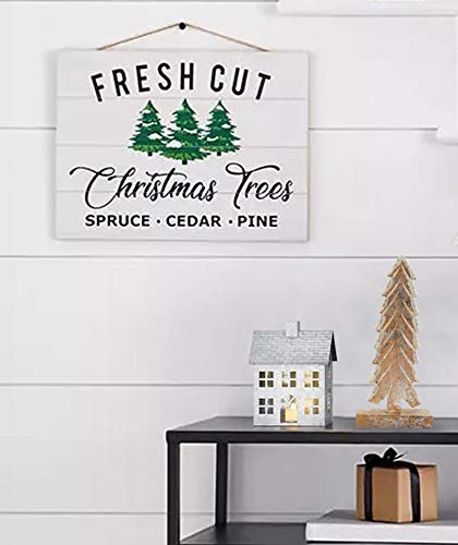 Fennco Styles Perle Noél Collection Rustic Wooden Beaded Variety Size Natural Tabletop Christmas Tree Figurine for Christmas Decorations, Office Home Décor