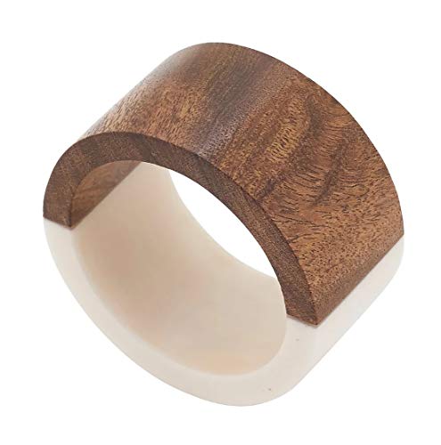 Fennco Styles Wood & Resin Two-Tone Bangle Napkin Rings, Set of 4 - Gold Decorative Napkin Holders for Home, Dining Table, Banquet, Family Gathering, Holiday Décor and Special Occasion