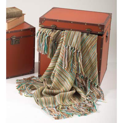 Fennco Styles Woven Contemporary Throw Blanket with Fringe (Green)