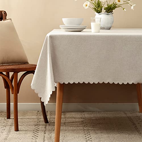 Fennco Styles Woven Solid Color Scalloped Tablecloth