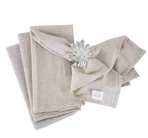 Fennco Styles Farmhouse Neutral Striped 100% Pure Cotton Tablecloth - Yellow Tablecloth for Everyday Use, Banquets, Family Gathering, Special Events and Home Décor