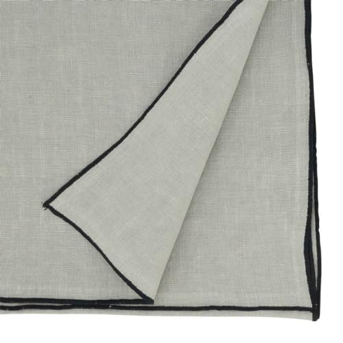 Fennco Styles Stonewashed Stitch Border Table Runner 16" W x 72" L - 100% Linen Solid Color Table Cover for Home, Dining Table Décor, Holidays, Banquets, and Special Occasions