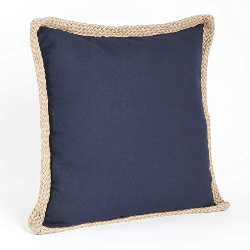 Fennco Styles 20" Jute Braided Cotton Throw Pillow, Down Filler Included - Accent Pillow for Home, Couch, Living Room, Bedroom and Office Décor