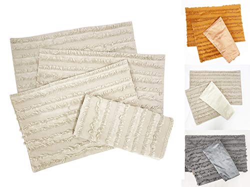 Fennco Styles Modern Fringe Stripe Cotton Table Runner 15" W x 72" L - Table Cover for Home Décor, Dining Table, Banquet, Everyday Use and Special Occasion