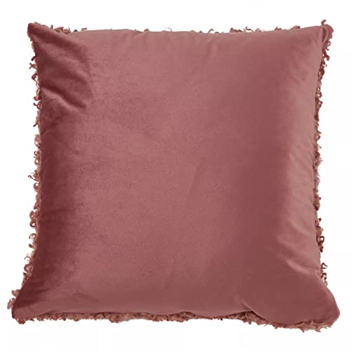 Fennco Styles Cozy Faux Lamb Fur Decorative Throw Pillow 18" W x 18" L – Ivory Cushion for Couch, Bedroom, Living Room and Office Décor
