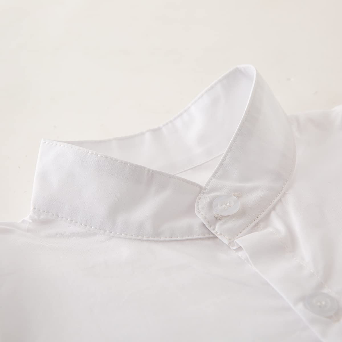 stylesilove Toddler Boys Band Collar Short Sleeve White Cotton Button Down Shirt for Casual, Formal Event, Special Occasions