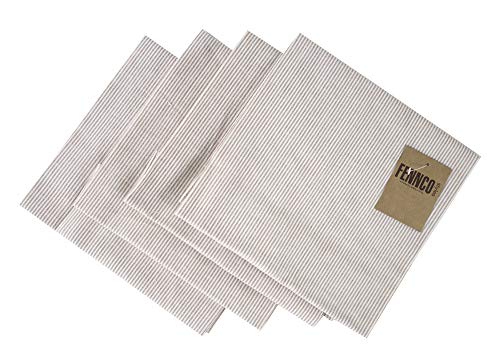 Fennco Styles Farmhouse Neutral Striped 100% Pure Cotton Tablecloth - Yellow Tablecloth for Everyday Use, Banquets, Family Gathering, Special Events and Home Décor