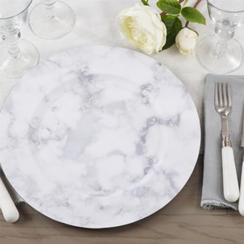 Fennco Styles Grey Marble Pattern Decorative Charger Plates 14" Round, Set of 4