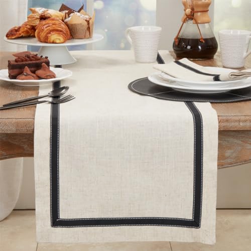 Fennco Styles Grosgrain Accent Decorative Table Runner 16" W X 54" L