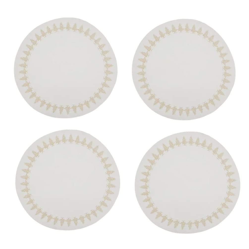 Fennco Styles Christmas Collection Embroidered Design Placemats 14" Round, Set of 4 - Festive Table Mats for Christmas, Winter Holidays, Home Décor, Banquet, Family Gathering, Special Occasion