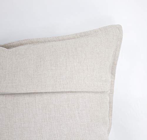 Fennco Styles Contemporary Neutral Solid Textured Reversible Decorative Throw Pillow 18 x 18 Inch - Linen Blend Throw Pillow for Couch, Bedroom and Home Everyday Use