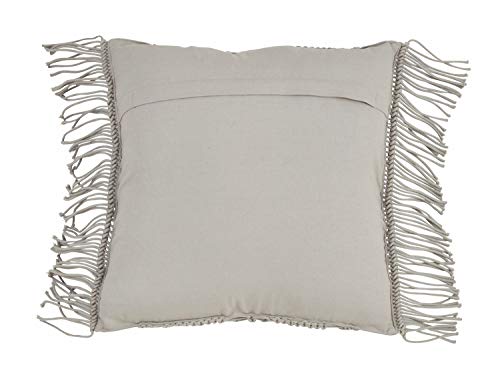 Fennco Styles Macramé Collection Shabby Chic Stripe Fringed Trim 100% Pure Cotton 18 x 18 Inch Throw Pillow with Case & Insert – Mint Accent Pillow for Couch, Bedroom and Living Room Décor