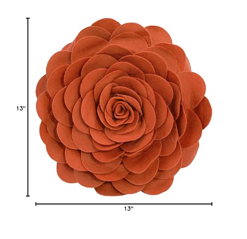 Fennco Styles Eva's Flower Throw Pillow 13" Round - Cute Flower Shaped Decorative Filled Floral Accent Pillow for Home, Couch, Bed, Sofa, Living Room