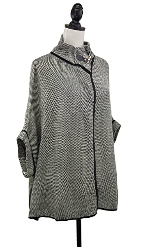 stylesilove Women Sweater Knit Cardigan with Buckle Fashion Jacket Shawl Poncho Warm Wrap for Fall Winter Season