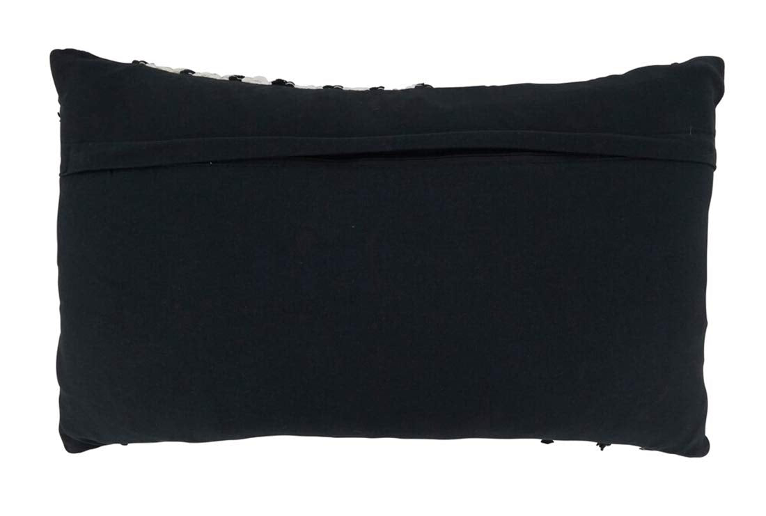 Fennco Styles Unique Chindi Design 100% Cotton Decorative Throw Pillow - Black Accent Pillow for Home, Couch, Living Room and Office Décor