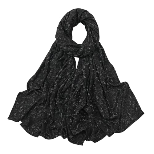 stylesilove Women Shimmering Jacquard Floral Scarf Silver Thread Flower Scarves Ultra Lightweight Soft Shawl Neck Wraps