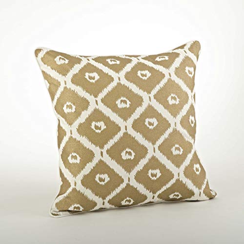 Fennco Styles Ikat Design Cotton Decorative Throw Pillow with Down Filled Insert 20 x 20 Inch - Silver Pillow for Home, Couch, Living Room and Bedroom Decor