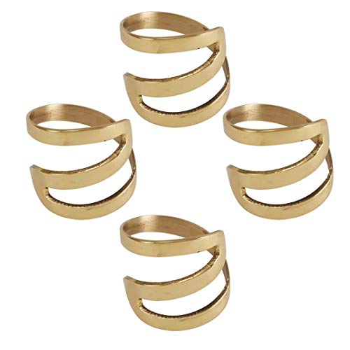 Fennco Styles Contemporary Zig Zag Metal Napkin Rings, Set of 4 - Silver Decorative Napkin Holders for Home, Dining Room, Banquet, Family Gathering, Holiday and Special Occasion