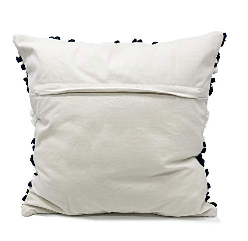 Fennco Styles Handmade Geometric Cotton Blend Decorative Throw Pillow Cover 18" W x 18" L - White Woven Pillow Case for Home, Couch, Bedroom, Bench and Office Décor