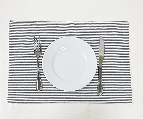 Fennco Styles Simple Ticking Stripes 100% Pure Cotton Placemats 13 x 19 Inch, Set of 4