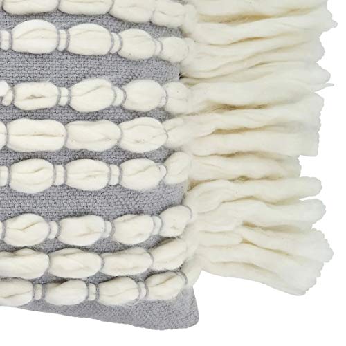Fennco Styles Tasseled Design Pure Cotton Decorative Throw Pillow – 16" W x 23" L Rectangular Cushion for Couch, Sofa, Bedroom, Office and Living Room Décor