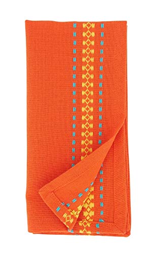 Fennco Styles Dobby Border Woven Cotton Cloth Napkins 18" W x 18" L, Set of 4 - Turquoise Dinner Napkins for Dining Table Décor, Family Gathering, Banquets, and Special Events