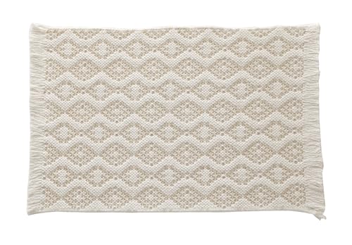 Fennco Styles Modern Diamond Woven Placemats 12" W x 19" L, Set of 4 - Grey Geometric Fringe Table Mats for Dining Room, Banquets, Family Gatherings, and Holidays