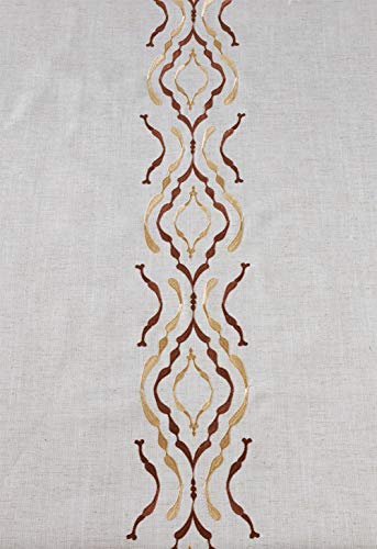 Fennco Styles Abstract Embroidery Lace Trim Table Linen Collection - Natural Table Cover for Home, Dining Room, Banquets, Holiday and Special Event