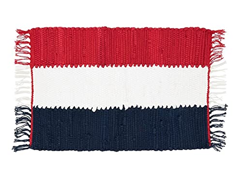 Fennco Styles Patriotic Chindi Cotton Table Runner with Tassel 16" W x 72" L - Multicolored Table Cover for Home Décor, Dining Table, National Holidays and Special Events