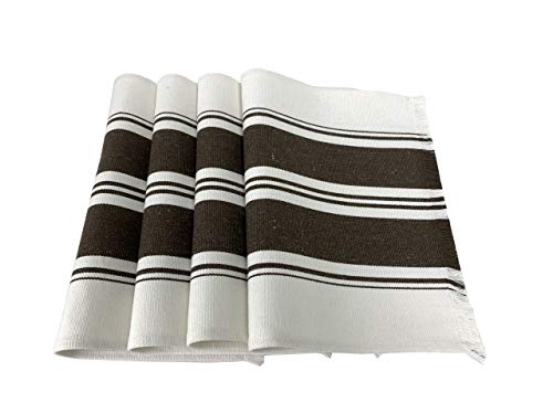 Fennco Styles Netural Stripes Fringe Canvas Cotton Table Runner 14 x 71 Inch - Grey Striped Table Cover for Home Décor, Dining Table, Farmhouse, Everyday Use and Special Occasion