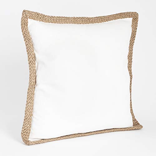 Fennco Styles 20" Jute Braided Cotton Throw Pillow, Down Filler Included - Accent Pillow for Home, Couch, Living Room, Bedroom and Office Décor