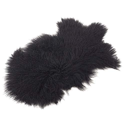 Fennco Styles Luxury Mongolian Lamb Fur Throw Rug, 20"x35"