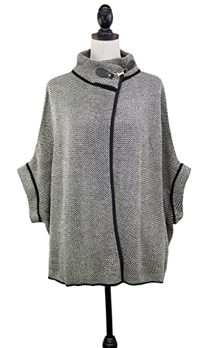 stylesilove Women Sweater Knit Cardigan with Buckle Fashion Jacket Shawl Poncho Warm Wrap for Fall Winter Season