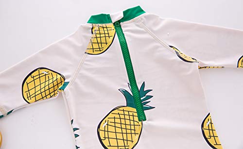 Styles I Love Little Boys Pineapple Print One-Piece Rash Guard Swimsuit with Swim Hat 2pcs White Bathing Suit Beach Swimwear
