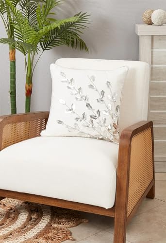 Fennco Styles Metallic Poinsettia Branch Holiday Filled Throw Pillow 12" W x 18" L