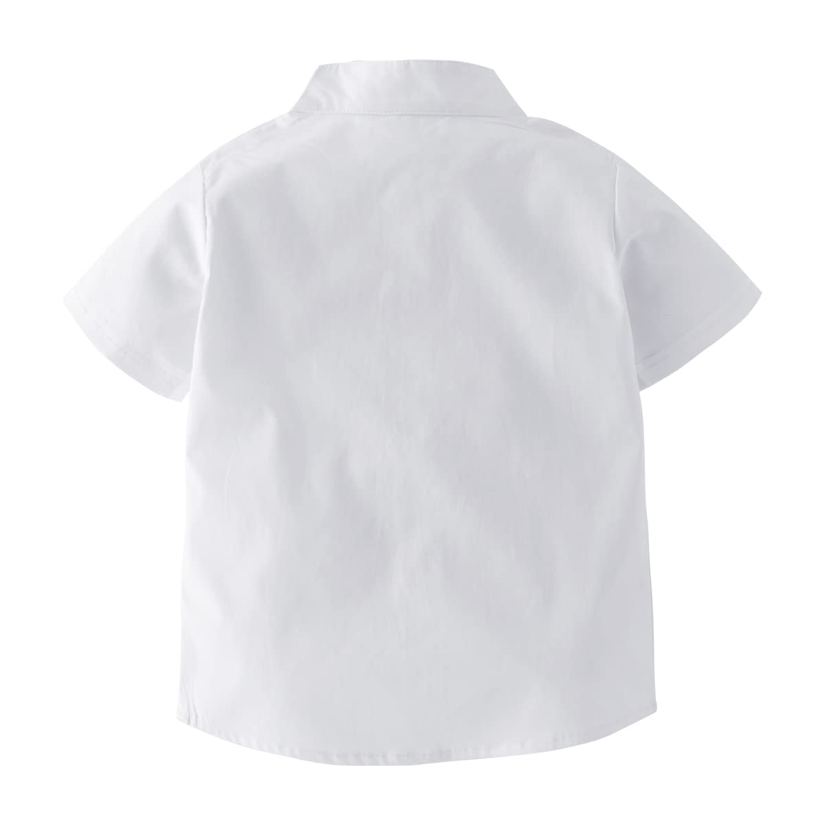 stylesilove Toddler Boys Band Collar Short Sleeve White Cotton Button Down Shirt for Casual, Formal Event, Special Occasions