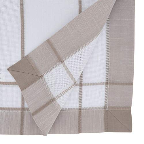 Fennco Styles Neutral Banded Border Design Tablecloth - Decorative Table Cover for Everyday Use, Dining Table Décor, Banquets, Family Gatherings and Special Occasions